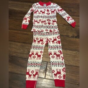 Hanna Andersson Red and White Reindeer Pajama Set